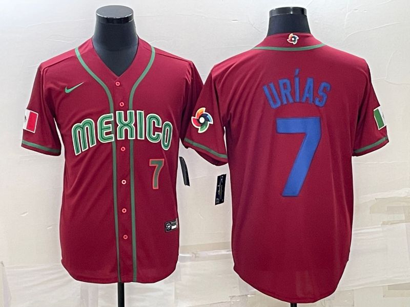 Men 2023 World Cub Mexico #7 Urias Red Nike MLB Jersey1->more jerseys->MLB Jersey